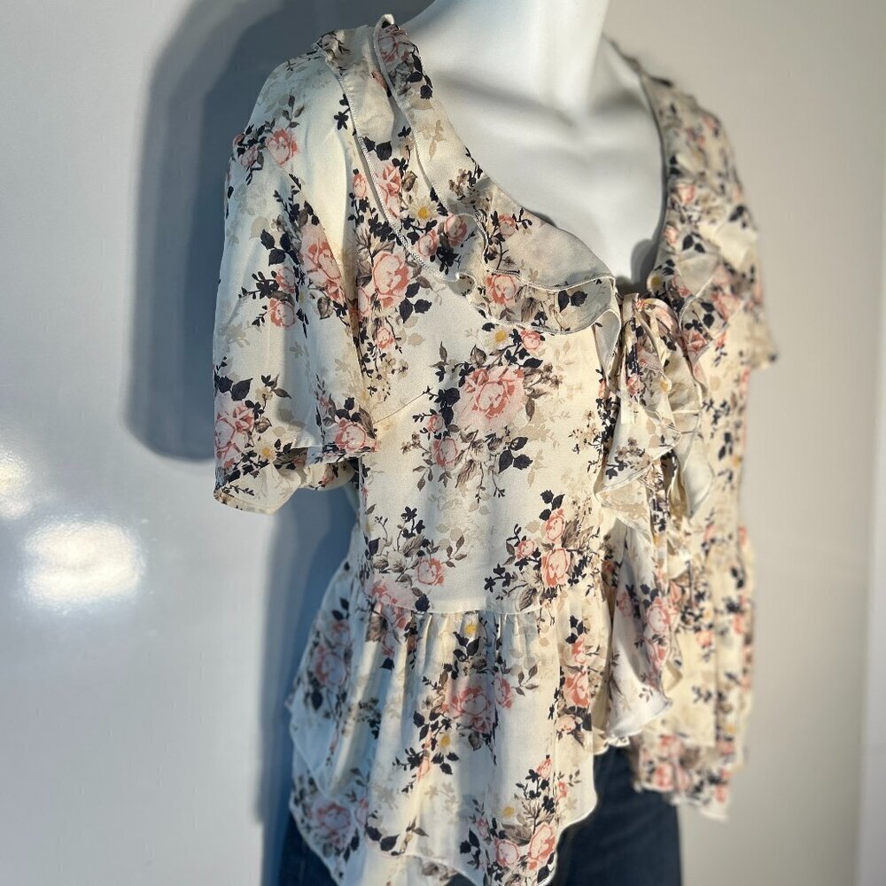 Torrid SZ1=14/16 Babydoll style pink floral top Romantic Fairy Boho Cottage
